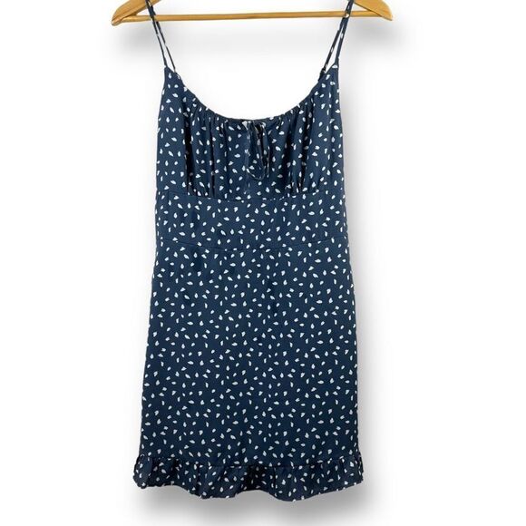 Abercrombie & Fitch slate blue print spaghetti strap mini dress size M - Picture 1 of 15